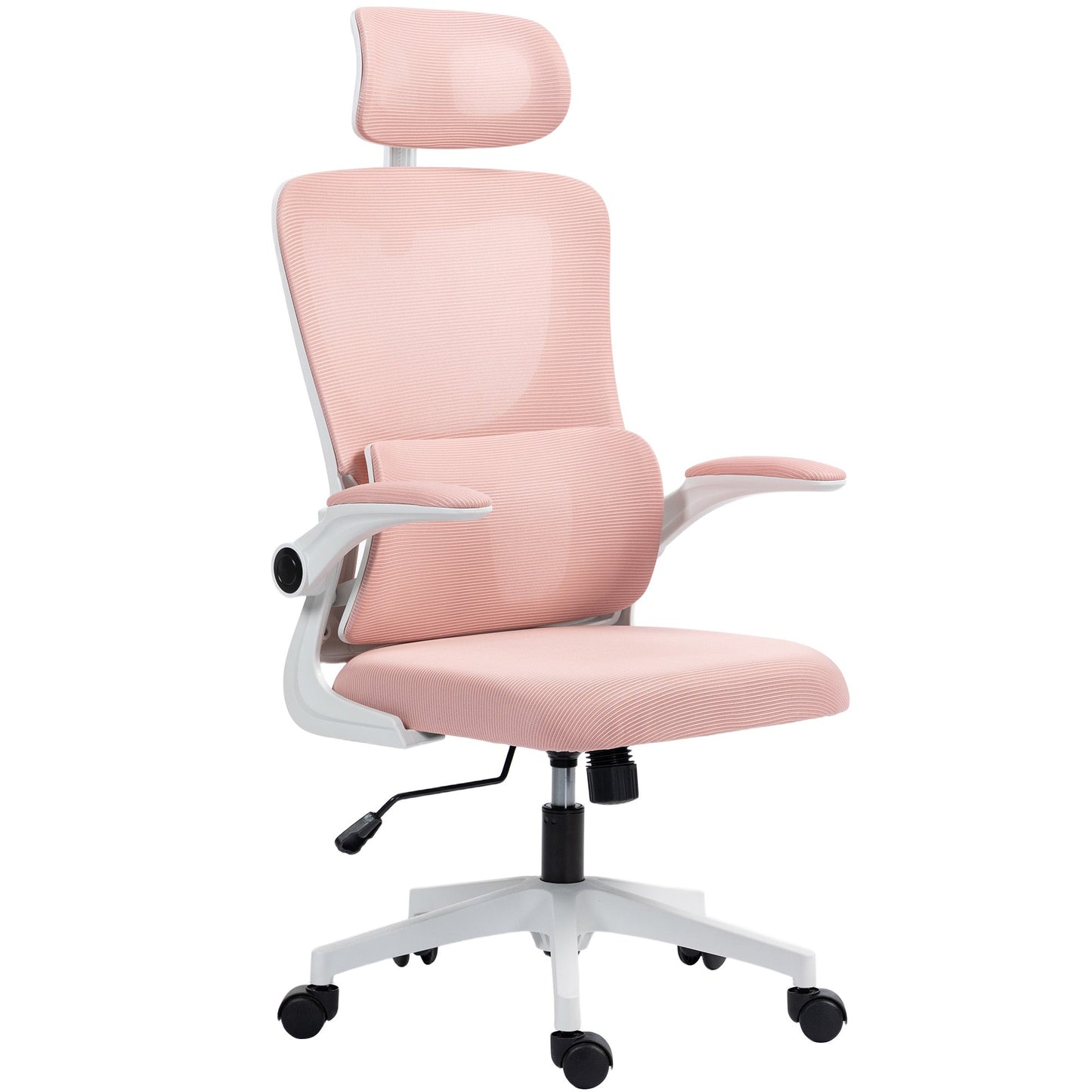 Adjustable and Reclining Office Chair with Removable Headrest, Mesh Fabric, 60x59x114-122 cm, Pink