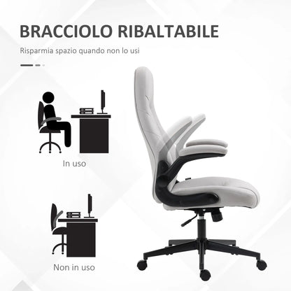 Ergonomic Office Chair with Folding Armrests and Adjustable Height, 67x70x112-122 cm, Grey