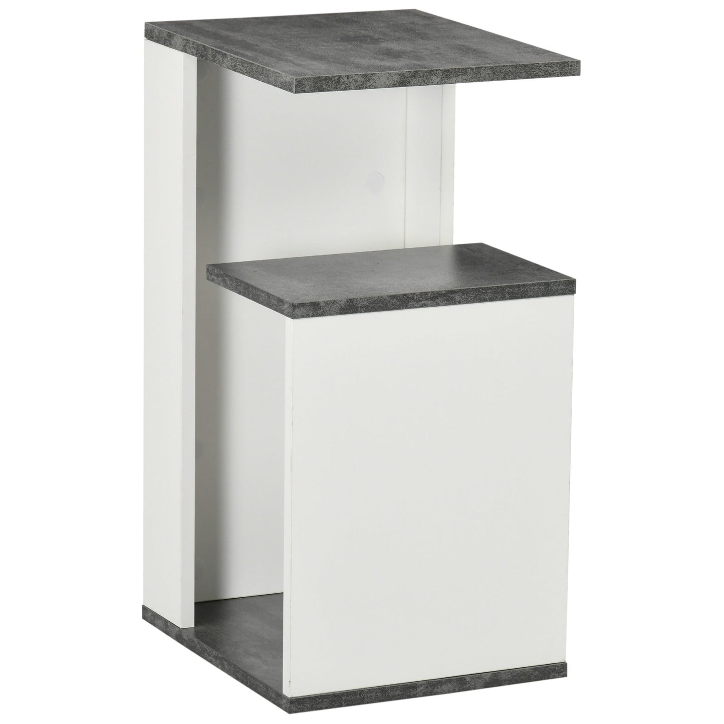 NEW Design Chipboard Open Shelf Nightstand, 35x29.5x60 cm, Grey and White