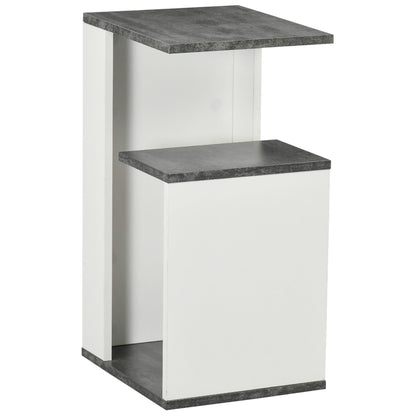 NEW Design Chipboard Open Shelf Nightstand, 35x29.5x60 cm, Grey and White