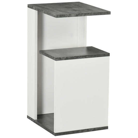 NEW Design Chipboard Open Shelf Nightstand, 35x29.5x60 cm, Grey and White