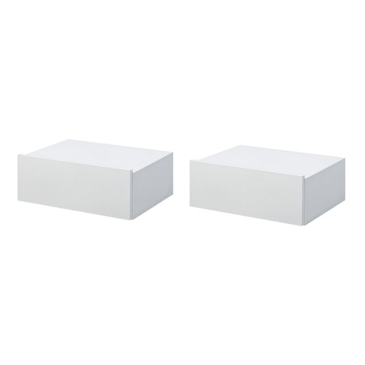 Set of 2 Wooden Suspended Bedside Tables, Modern Design, 40x30x15cm - White