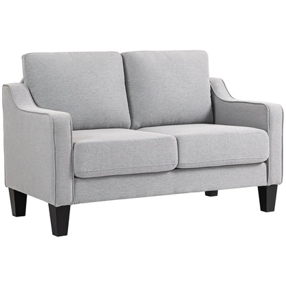 Modern and Space-Saving 2-Seater Sofa in Linen Effect Fabric, 136x77x86 cm;, Light Grey