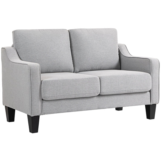 Modern and Space-Saving 2-Seater Sofa in Linen Effect Fabric, 136x77x86 cm;, Light Grey