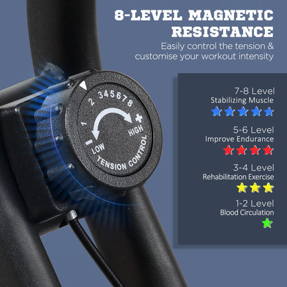 Professional Exercise Bike with Adjustable Resistance and Height, in Steel and PP, 41x86x112 cm, Black