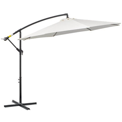 Outdoor Umbrella 3x2.5m with Crank, in Steel and Anti-UV Polyester, Cream