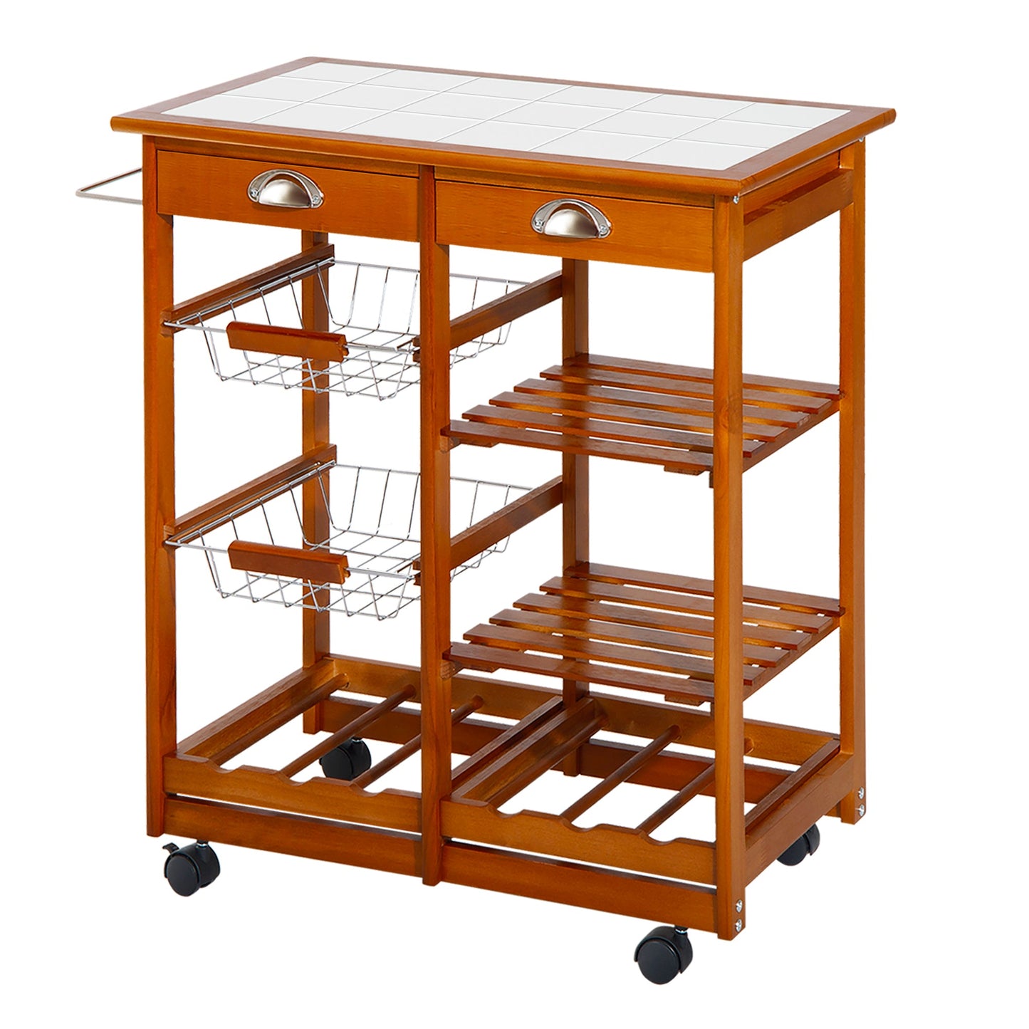 Multipurpose Kitchen Cart in Pine Wood 74 x 37 x 76cm Light Brown
