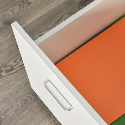 2 Drawer Office Chest with Lock and 5 Wheels, Chipboard, 40x49x58 cm, White
