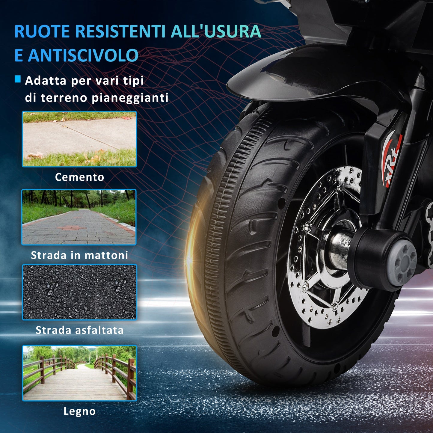 Electric Motorcycle for Children 3-5 Years Max. 25kg with Lights, Music, 6V Battery and 3km/h Speed, 86x42x52 cm Blue