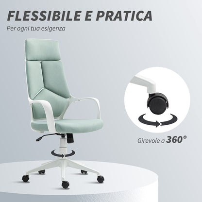 Fabric Office Chair with Rocking, Adjustable Height and Swivel Seat, 63x63x117-127 cm, Green