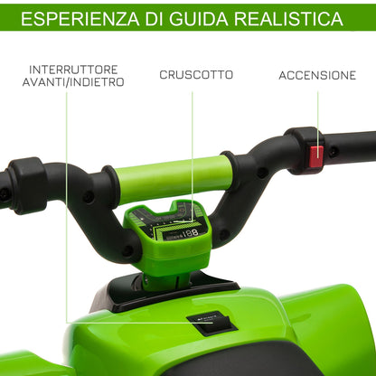 Quad for electric children with rechargeable 6V - green battery