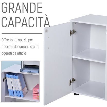 Multipurpose Lockable Office Cabinet, File Cabinet with 2 Doors and Internal Wooden Shelf, White, 80x40x80cm