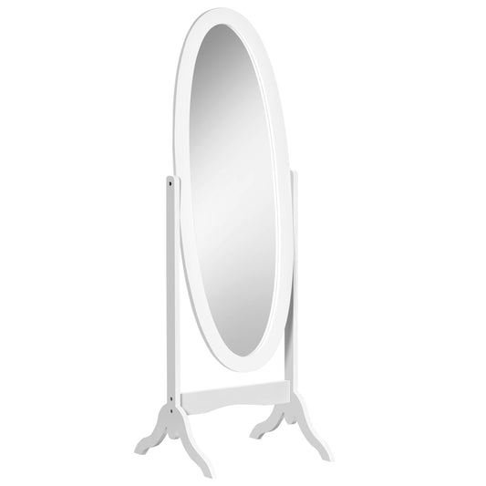 Oval Full Length Floor Mirror with Adjustable Tilt, 47.5x45.5x154.5cm, White