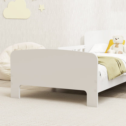 Children's Bed for 3-8 Years Low with Side Rails and Smooth Edges, Made of Wood, 143.5x74.2x54 cm, White