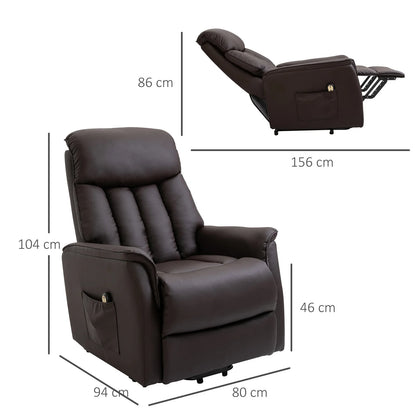 Electric Lift Recliner Chair – 145° Adjustable PU Leather Armchair with Remote and Footrest, Brown