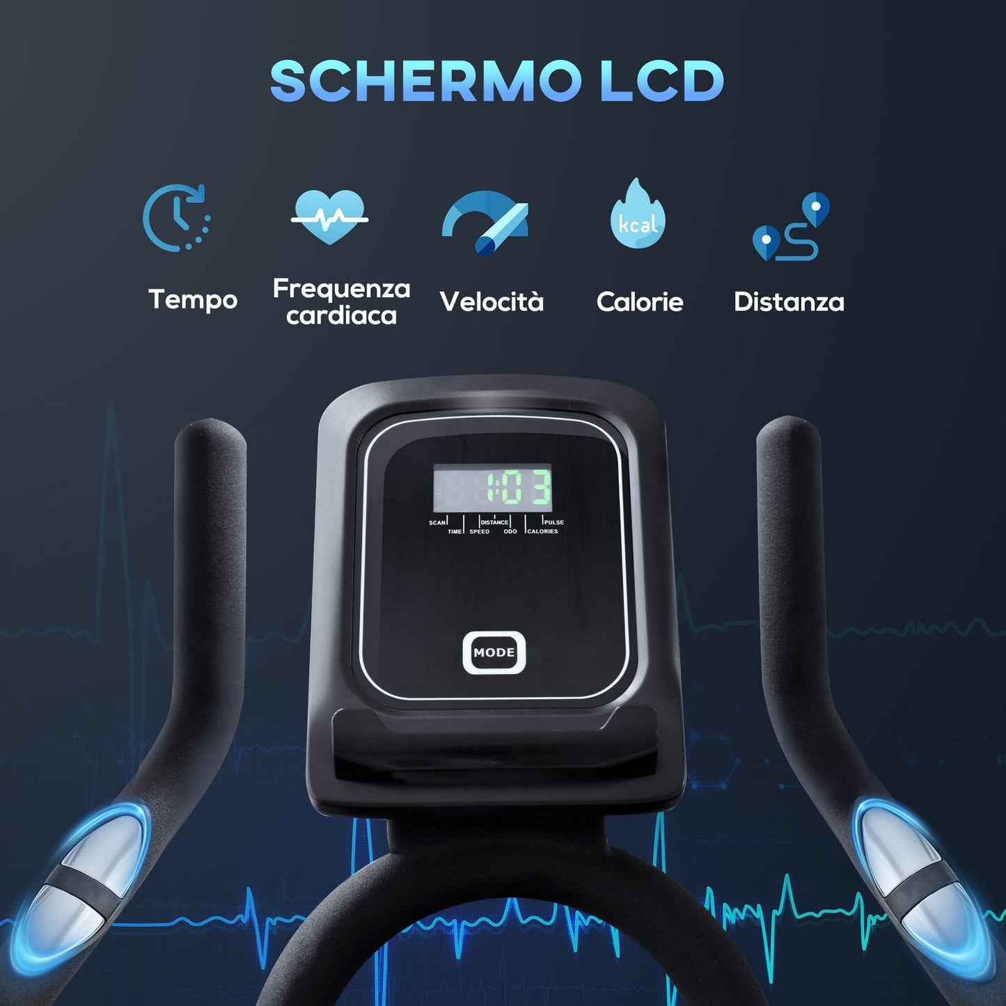 Professional Indoor Exercise Bike with LCD Monitor and 15kg Flywheel, Adjustable Saddle and Handlebar, 124x50x105-111cm, Silver Black