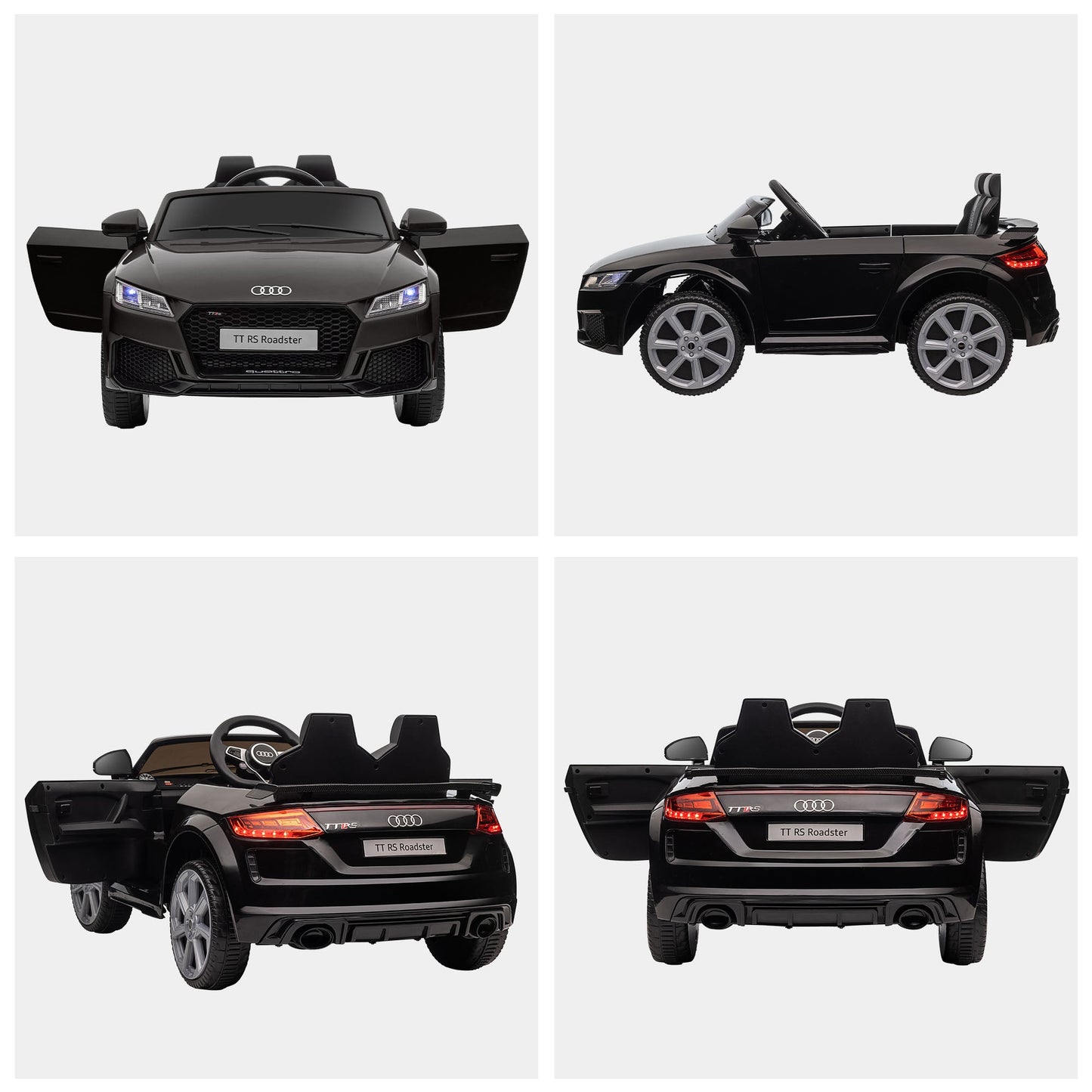Electric Ride-On Car for Kids 3-5 Years AUDI TT with Remote Control, Opening Doors and LED Headlights, Black