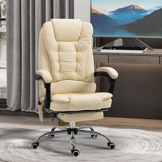 Ergonomic massant armchair winner at adjustable height with 6 vibrant points, 65x160x104 cm, cream