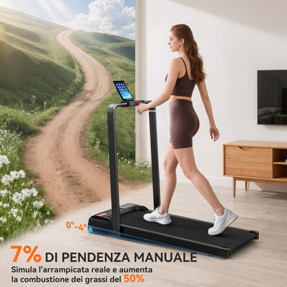 Folding Treadmill with Adjustable Incline, Speed 1-10 km/h, LED Display and Remote Control, Black