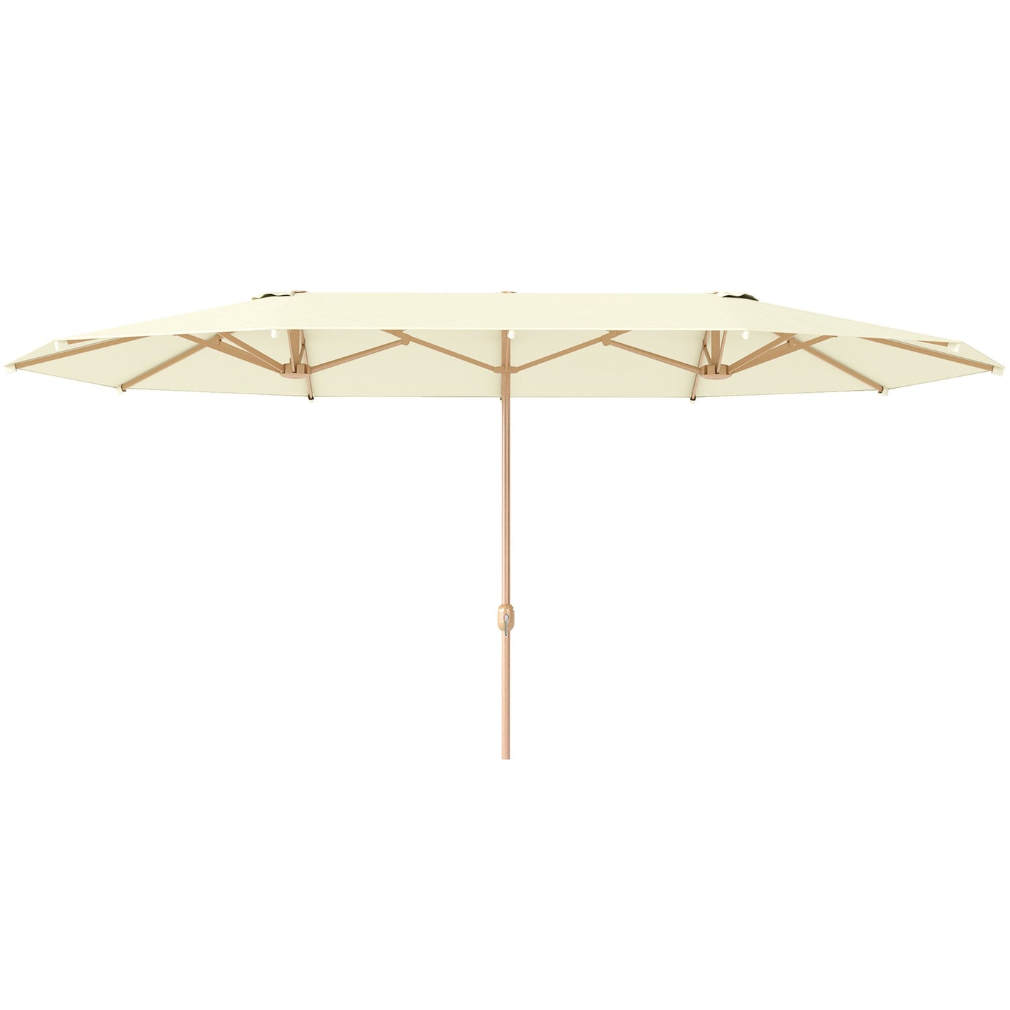 Double Umbrella with Crank Opening, in Stainless Steel and Polyester, 455x265x238 cm, Beige