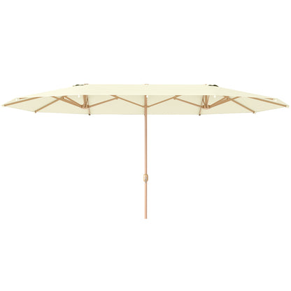 Double Umbrella with Crank Opening, in Stainless Steel and Polyester, 455x265x238 cm, Beige