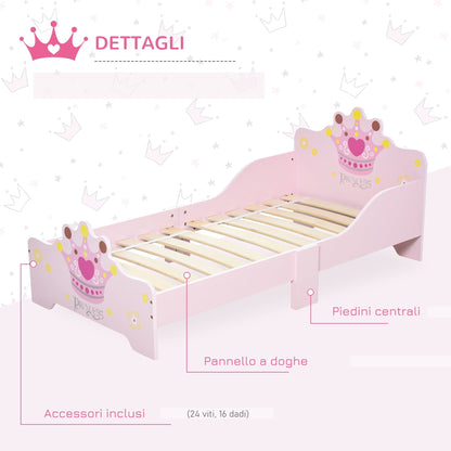 Children's Bed with Raised Edges and 6 Wooden Legs for Children's Bedroom, Cot for Children from 3-6 Years, 143x73x60cm, Pink
