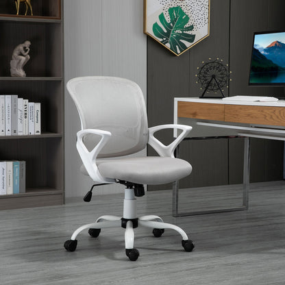 Grey Mesh Fabric Rocking Office Chair, Ergonomic Swivel Desk Chair with Adjustable Height