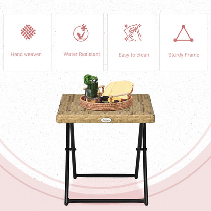 Space-saving Folding Garden Table in Synthetic Rattan and Steel, 40x40x40cm, Wicker Color