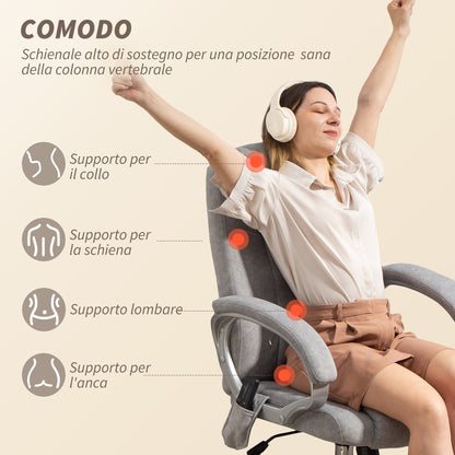 4-Point Massage Office Chair with Heater and Removable Footrest, Grey