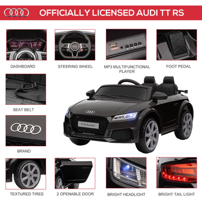 Electric Ride-On Car for Kids 3-5 Years AUDI TT with Remote Control, Opening Doors and LED Headlights, Black