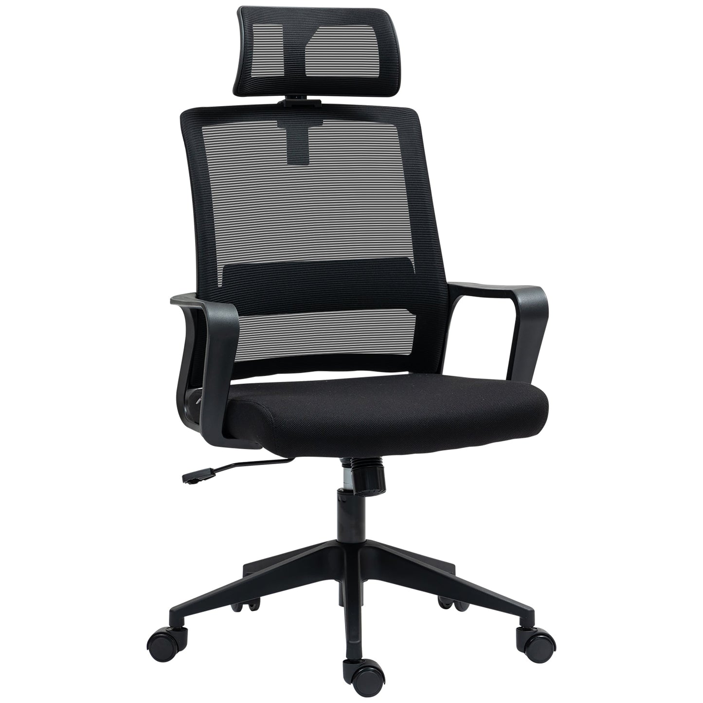 Ergonomic Office Chair with Adjustable Headrest and Height, Rocking Function and Wheels, Black