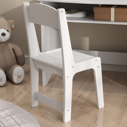 Kids Makeup Set with Removable Triple Mirror Dressing Table and White Wooden Chair
