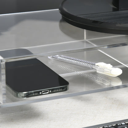 Acrylic PC Monitor Stand with Center Compartments, 57x19x11.5cm, Transparent