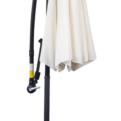Outdoor Umbrella 3x2.5m with Crank, in Steel and Anti-UV Polyester, Cream