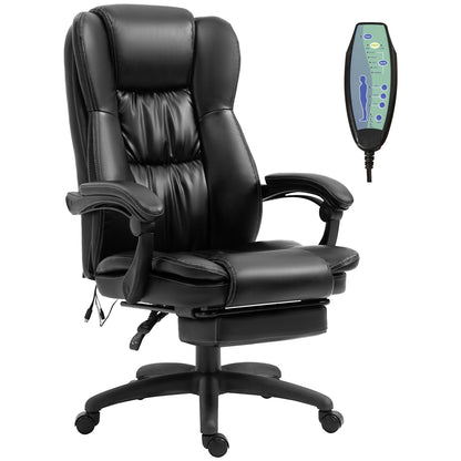 Height Adjustable Office Chair with 6 Massage Points, Faux Leather, 68.5x68. 5x113-121 cm, Black
