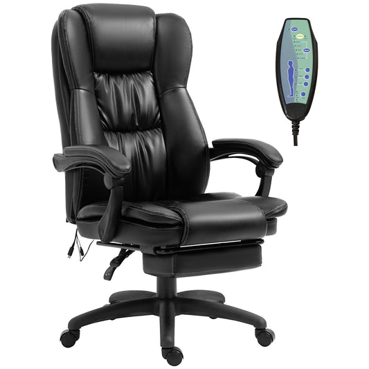Height Adjustable Office Chair with 6 Massage Points, Faux Leather, 68.5x68. 5x113-121 cm, Black