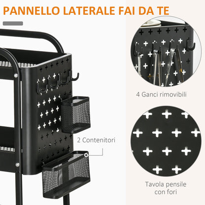 SPARKLE | Multipurpose Trolley with 3 shelves and wheels | 51.5x32x75.6 cm