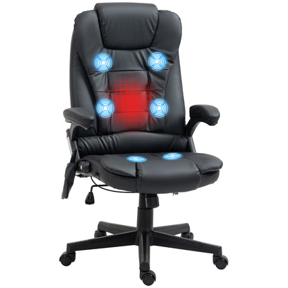 Height Adjustable Office Massage Chair with 6 Massage Points, PU, 68x72x108-118, Black