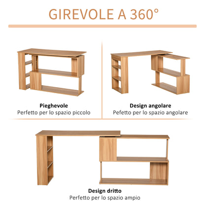 Multi -exposure angle desk with 5 shelves, wood, 120x110x74.5cm
