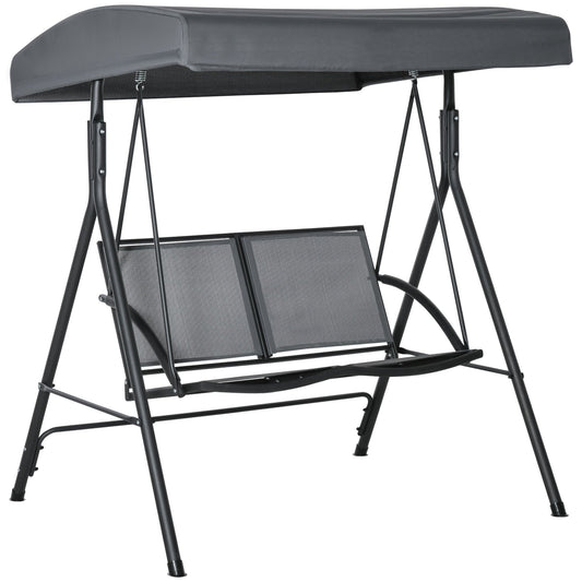 YORK | 2 Seater Garden Swing with Adjustable Canopy, 140x118x162cm Grey