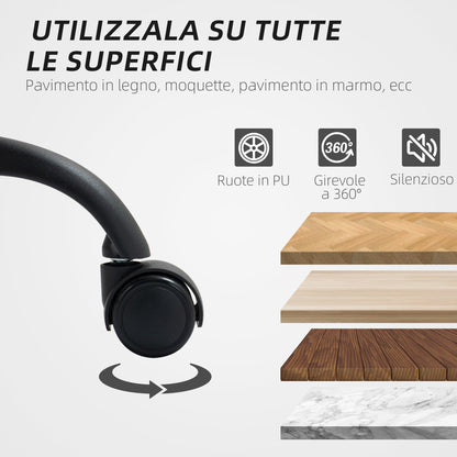 Height Adjustable Reclining Office Chair in Faux Leather and Steel, 60x68x95.5-105 cm, Black