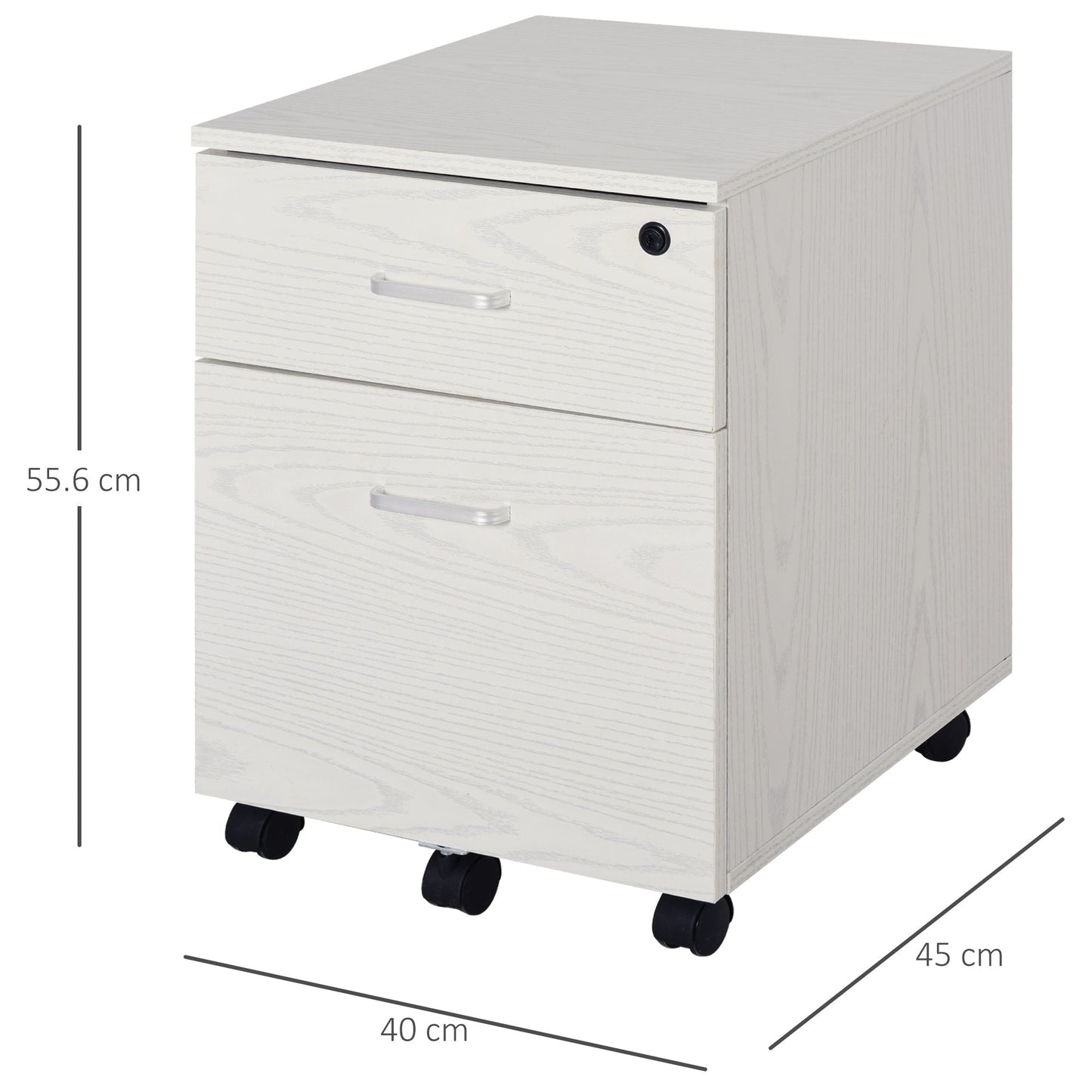 White wooden door -to -wooden docking with 2 drawers 40 x 44 x 54.6cm