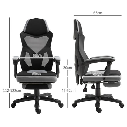 Ergonomic Office Chair with Reclining Backrest, Retractable Footrest, Adjustable Height, Grey