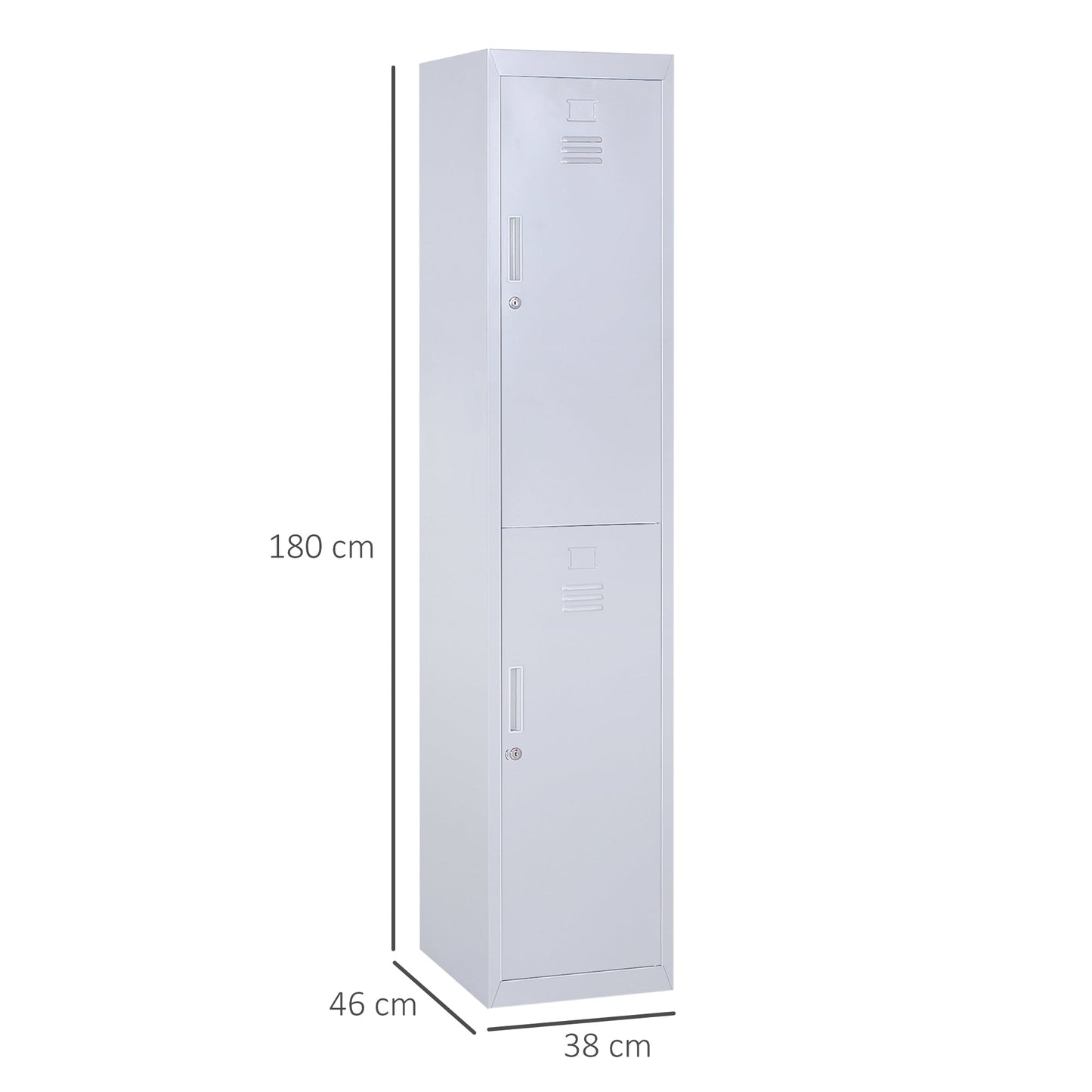 4-Shelf Cabinet with 2 Doors and Safety Lock, Office, Garage, Workshop, Cold-Rolled Steel, 38 x 46 x 180 cm, Grey