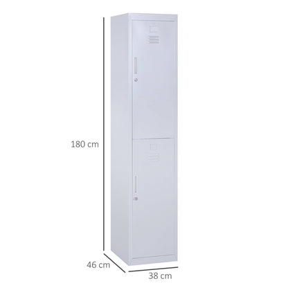 4-Shelf Cabinet with 2 Doors and Safety Lock, Office, Garage, Workshop, Cold-Rolled Steel, 38 x 46 x 180 cm, Grey