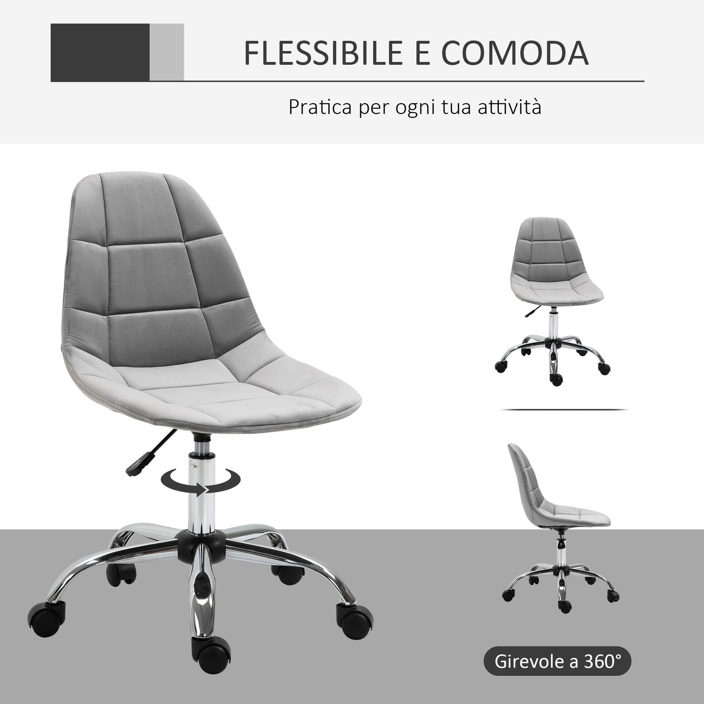WINTERS | Grey Swivel Chair for Bedroom or Office - Ergonomic Chair