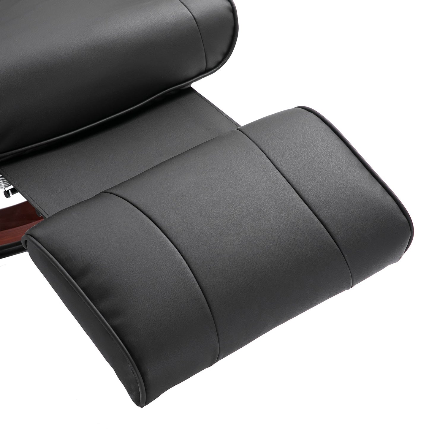 Manually Reclining Relaxing Chair up to 145° with Footrest and Faux Leather Upholstery, Black