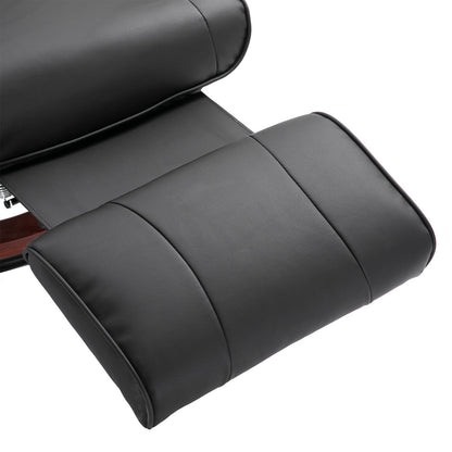 Manually Reclining Relaxing Chair up to 145° with Footrest and Faux Leather Upholstery, Black