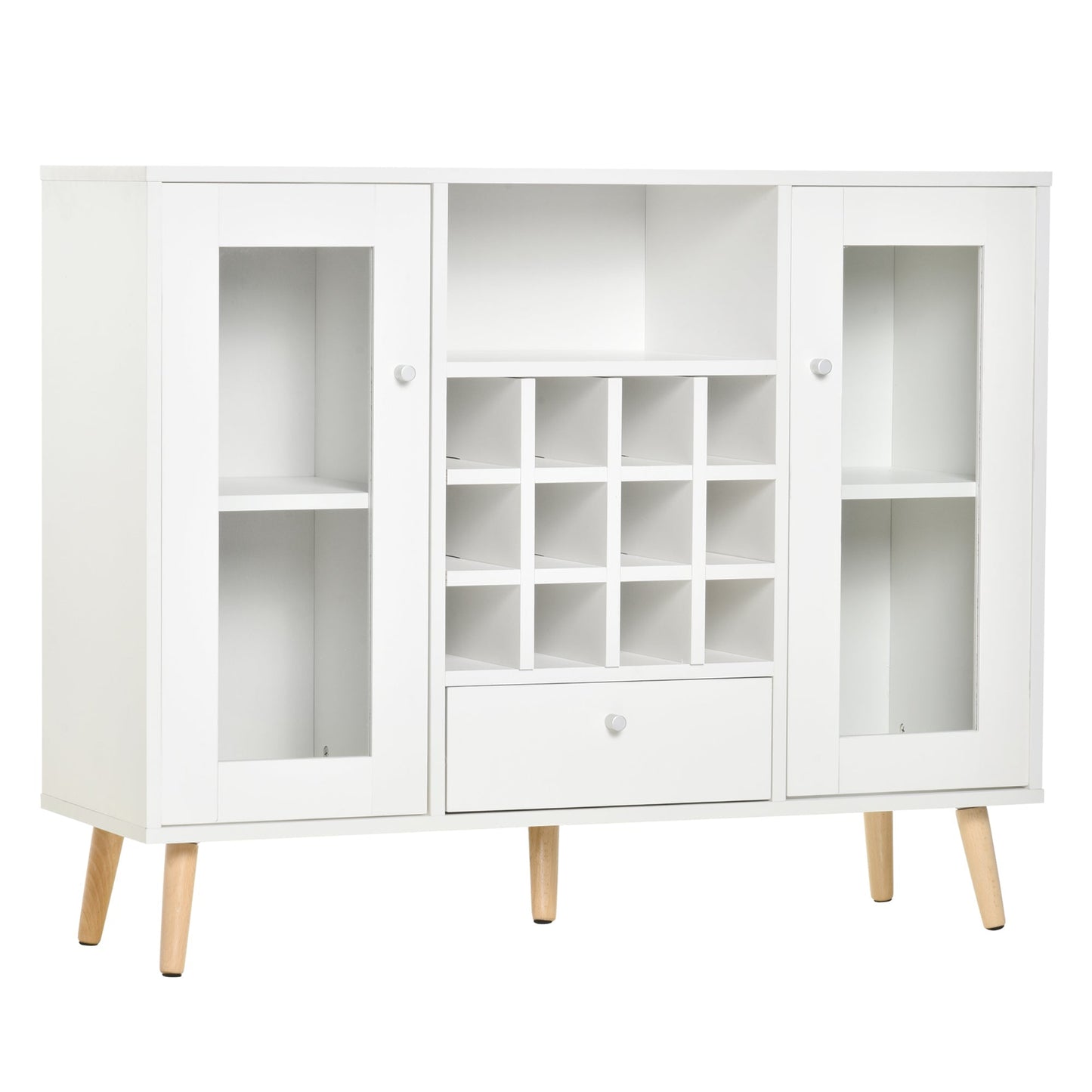 Creenza with cellars Wine 12 bottles, drawer and wooden cabinets 100x33x80 white white