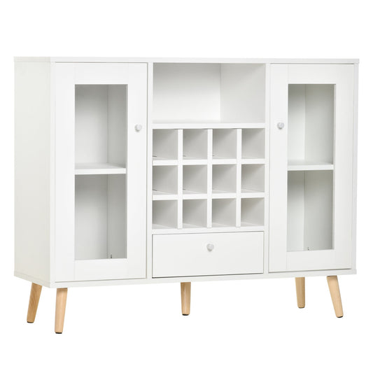 Creenza with cellars Wine 12 bottles, drawer and wooden cabinets 100x33x80 white white